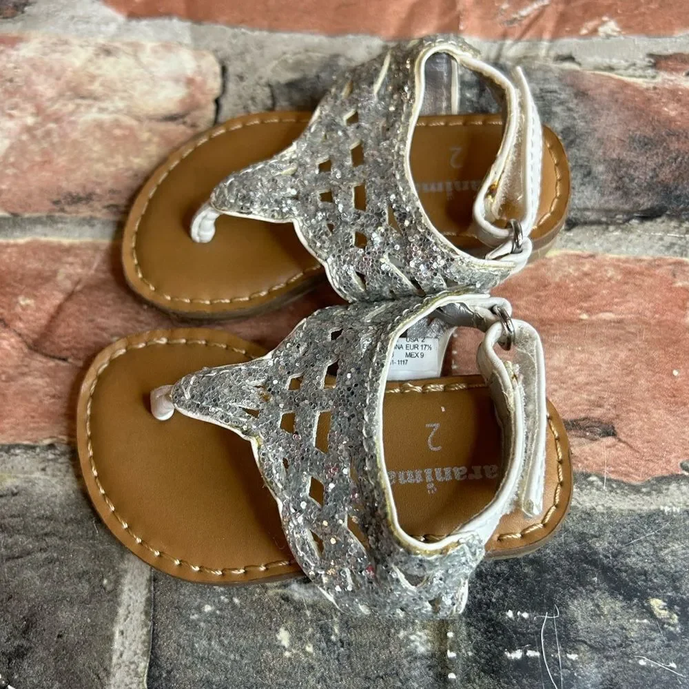 5 for‎ $25🔥Garanimals Silver Glitter Strappy Sandals Baby Size 2